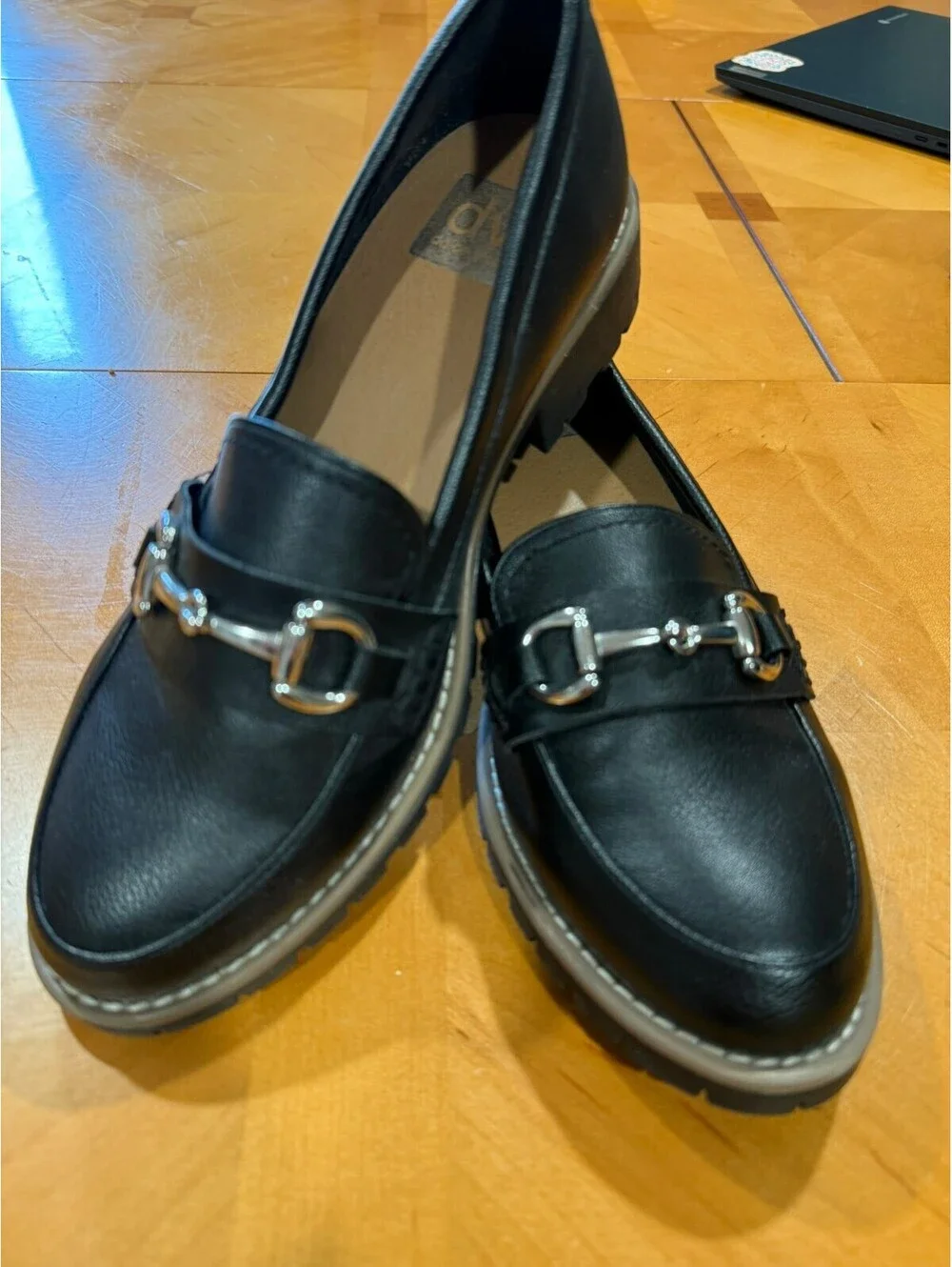 Dolce Vita Black Horsebit Loafers SZ 8 Women’s Lug Sole Silver Hardware Preppy